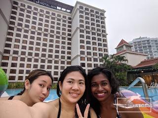 My Wedding Journey 17 - Hen Party JEN Singapore Tanglin by Shangri-La and Bridesmaid dress shopping 1 ladies at a pool