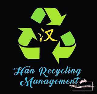 A heart for recycling, Han Recycling Management 1 a green recycle symbol with blue text