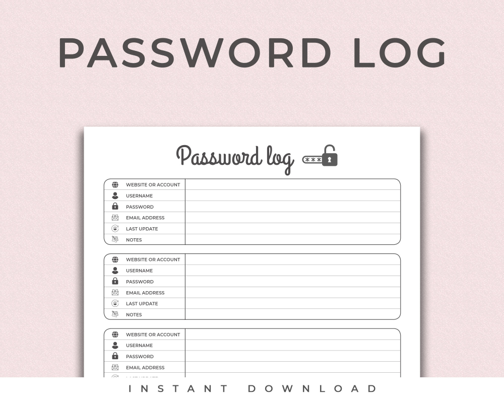 Printable Password Log Sheets To Keep You Secure