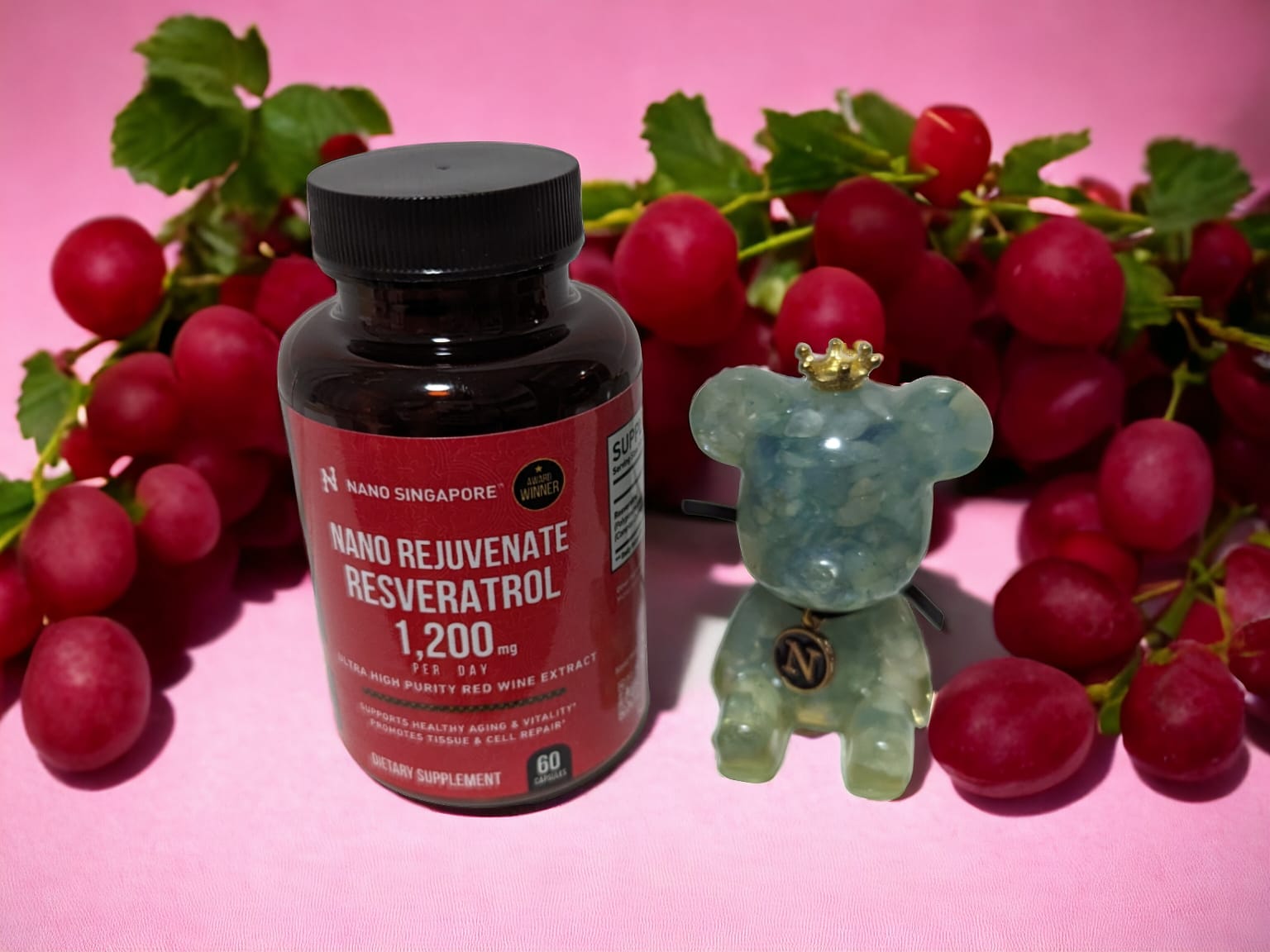Red Grapes Bear and Nano Rejuvenate Resveratrol - 60ct Best Resveratrol Supplement